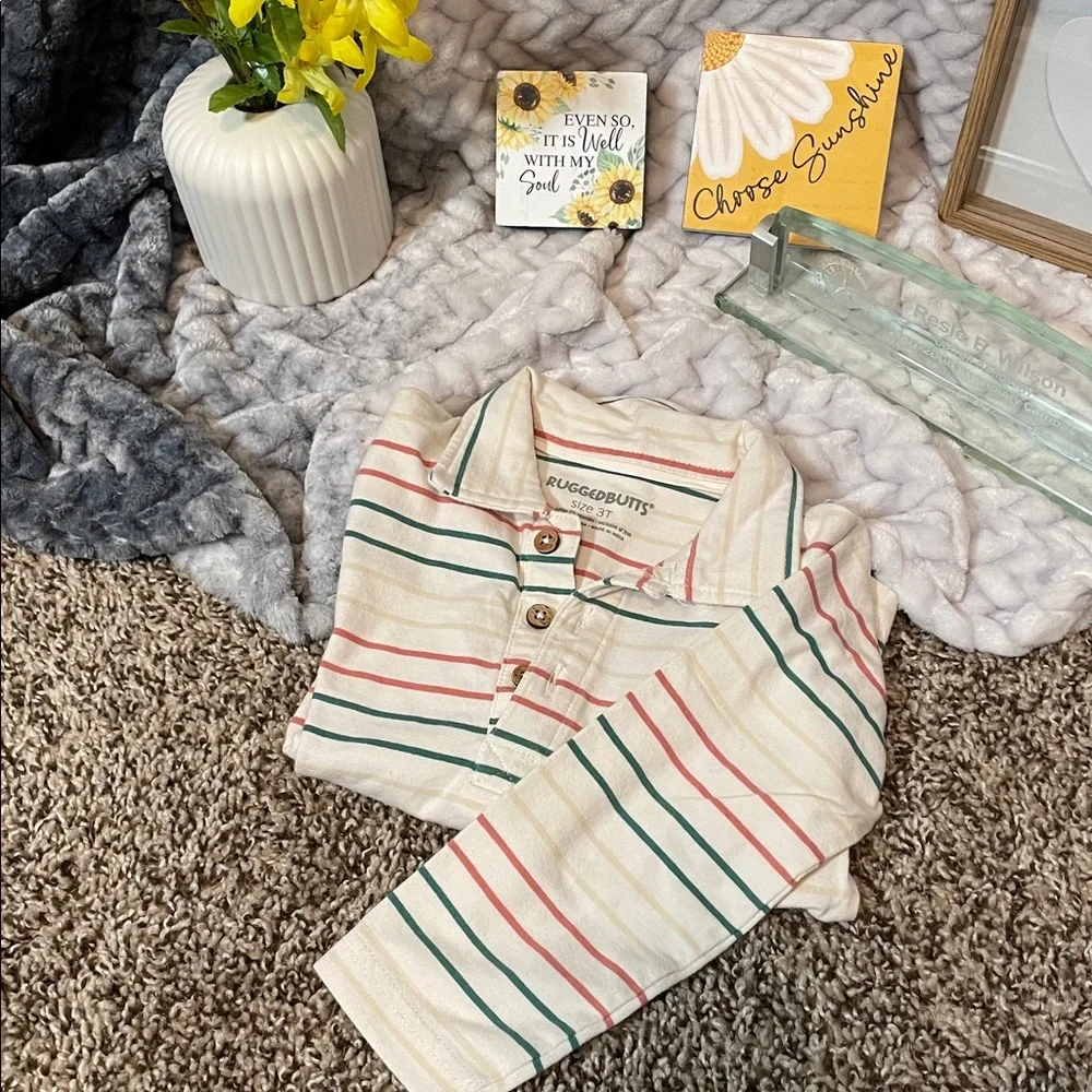 2 pcs Cat & Jack Jeans 4 & Multicolor Striped Top & Rugged Butt Shirt 3T Set